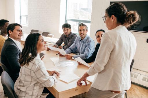 work meeting with people around table