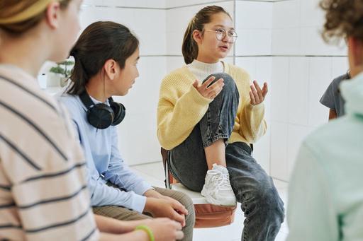 teenagers talking together