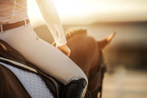 sunset side of woman riding horse