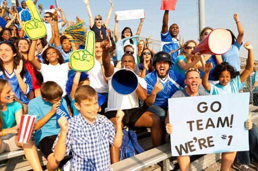 crowd cheering on sport